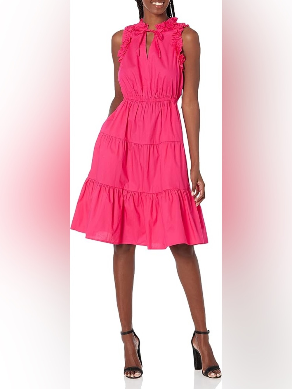 Maggy London Hot Pink Tiered Ruffle Midi Skirt size 6